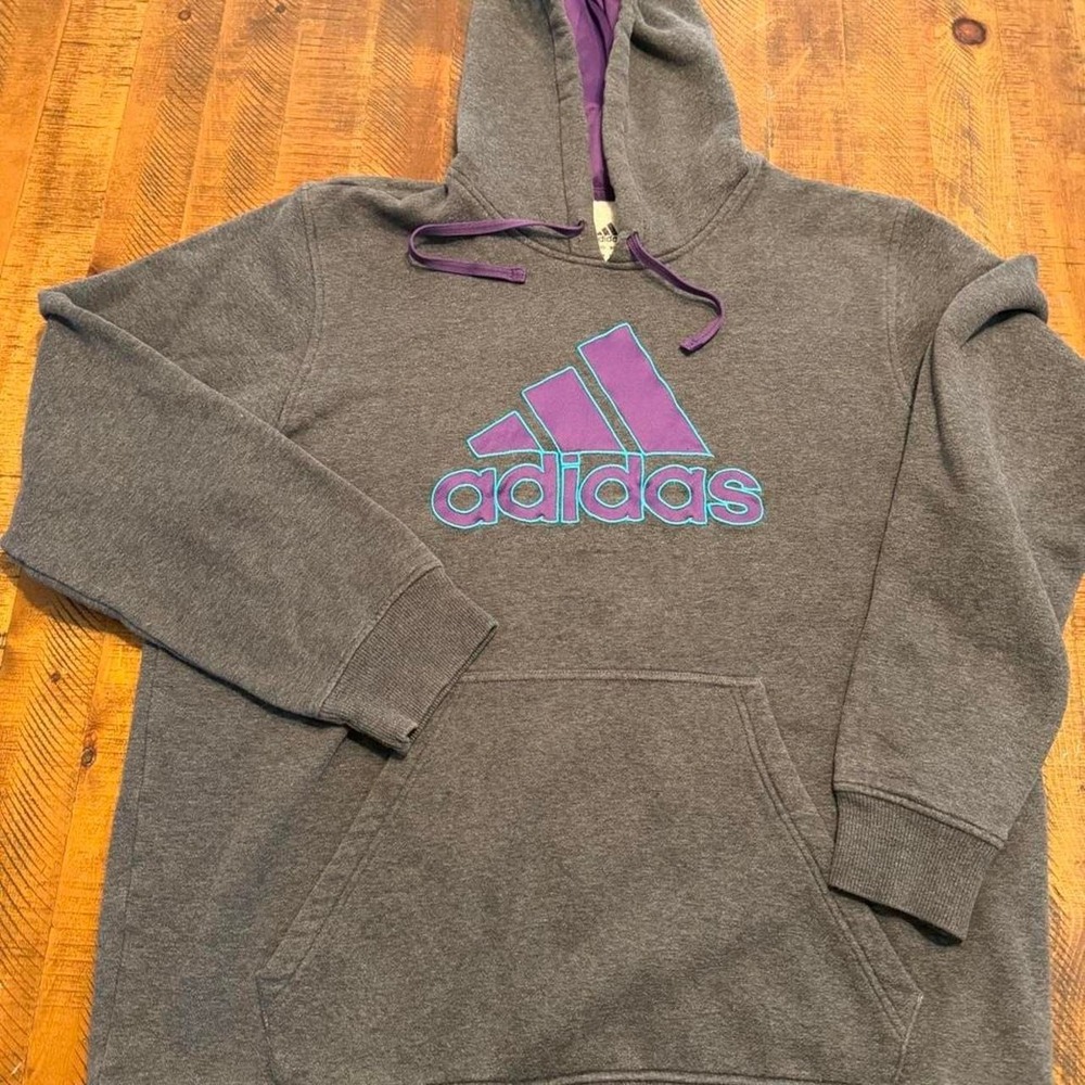 Adidas Hoodie Men's Size XL - Gray Purple Turquoise
